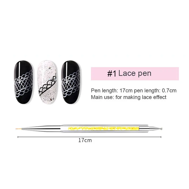 lace pen Набор дозаторных ручек Хрустальная фототерапия ручка, ноготь, щетки 7 г пластиковая ручка для ногтей светящаяся живопись - Цвет: lace pen