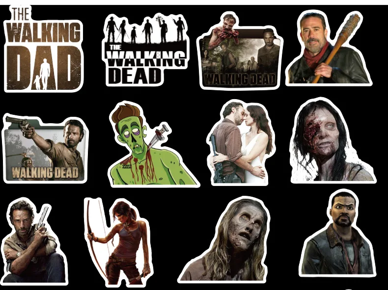 50 шт. The Walking Dead мультфильм стикер s ТВ серии для багажа автомобиля ноутбук наклейка холодильник, скейтборд стикер F3