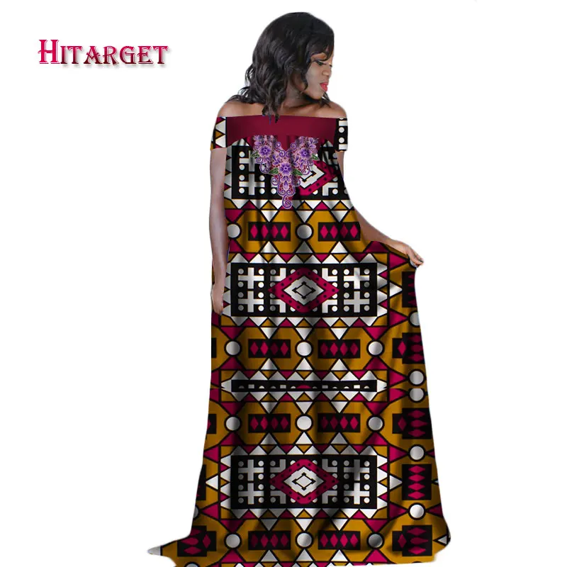 Hitarget 2018 Африканский платья для женщин для Мода Дизайн Новый Базен вышивка длинное платье африканская одежда WY2282