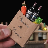 1set Miniature Dollhouse Accessories Simulation Drinks Fruilt Mini Food Toys Mini Wine Bottles Model Set with Box Kitchen Decor 2