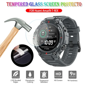 9H HD Tempered Glass Protective Film For Xiaomi Smartwatch Huami Amazfit T-Rex T rex Smart Watch Screen Protector Accessories 1
