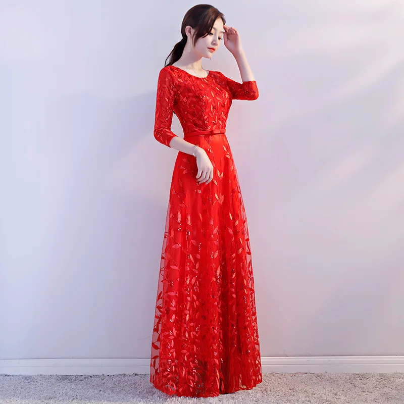 Классический Ципао шоу на сцене элегантный для женщин длина до пола Cheongsam представление платья большой размер 3XL Китайская одежда с блестками