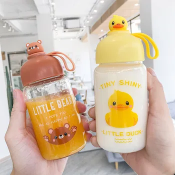 

New Cartoon Animal Glass Cup Creative Personality Portable Water Bottle For Kids Girl Student Cute Leakproof Water Cup Bpa Free