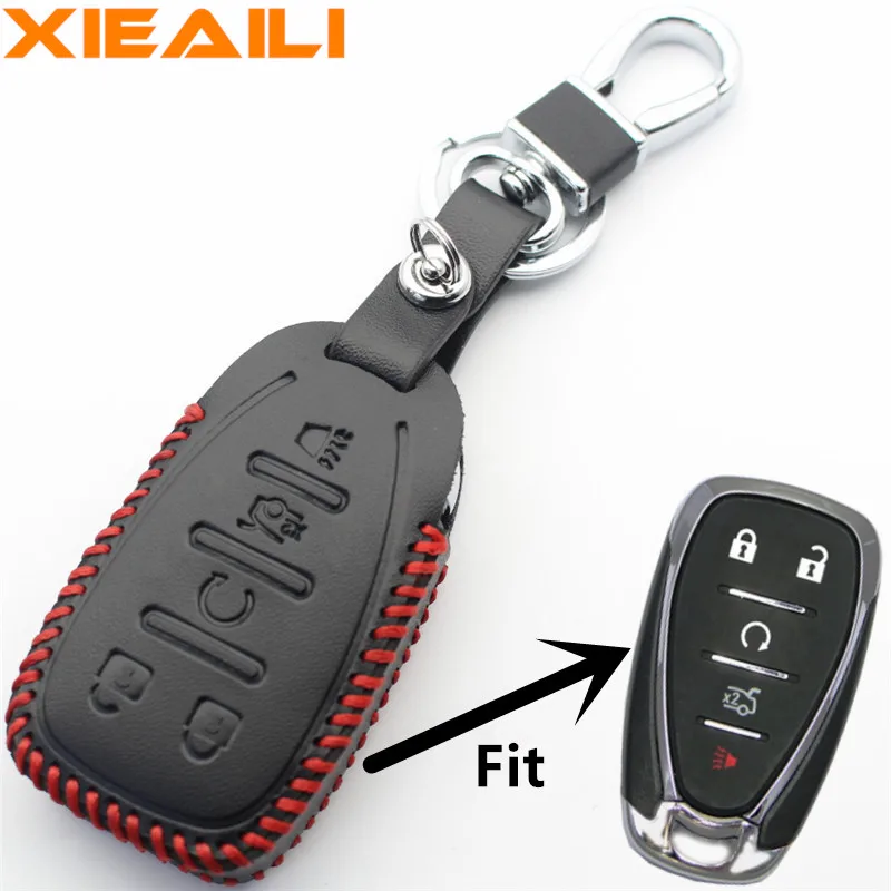 XIEAILI натуральная кожа 5 Кнопка Автозапуск корпус умного ключа Крышка для Chevrolet Malibu xl/Equinox/Camaro/Cruze S108
