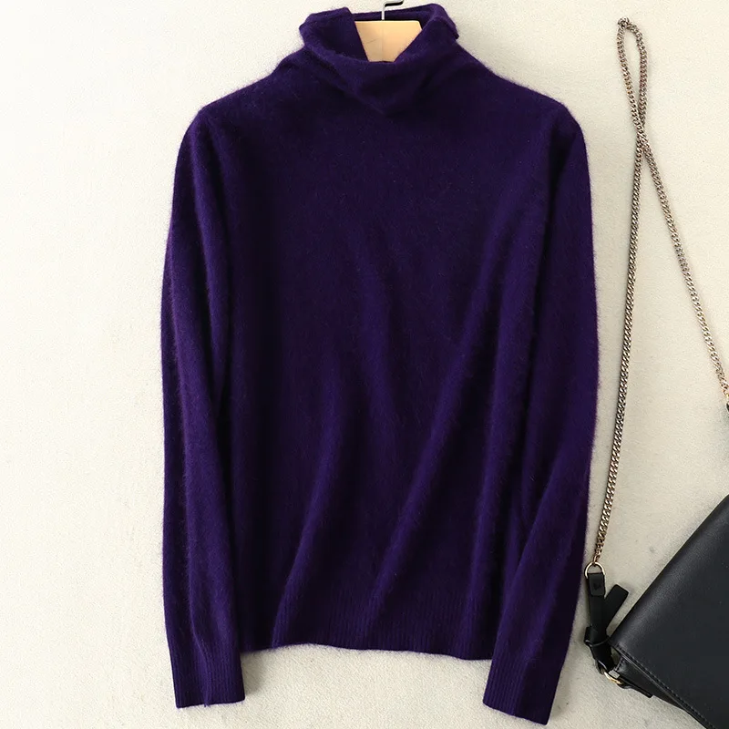 Новинка, бархатная рубашка с воротником, женский осенний и зимний свитер, свободный короткий вязаный джемпер - Цвет: purple