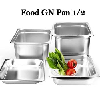 

6pcs/set Food Pan Plates Sets 1/2 GN Stainless steel with Cover Lid For Buffet Restaurant Commercial Kitchen Chaf Soup Dish Tray