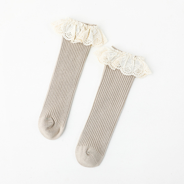 Girls Knee High Socks Long Kids Soft Cotton Lace Stuff Princess Children Sock Ruffle 0-8 Years Leg Warmers Cute Girl Socks