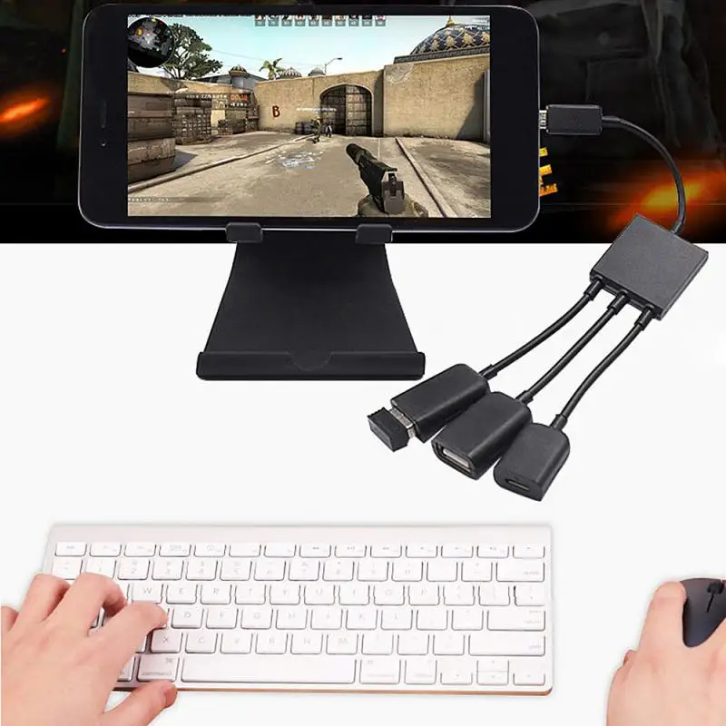 Переходник USB Type C Папа мама OTG хаб Кабель адаптер 3 в 1 кабель для передачи данных и
