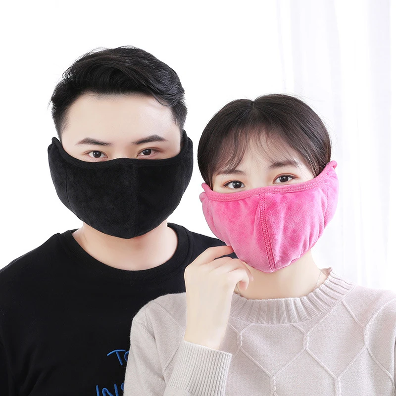 Женские и мужские защитные маски для рта, зимние наушники, ветрозащитные противопылевые зимние маски, дышащие фланелевые одноцветные