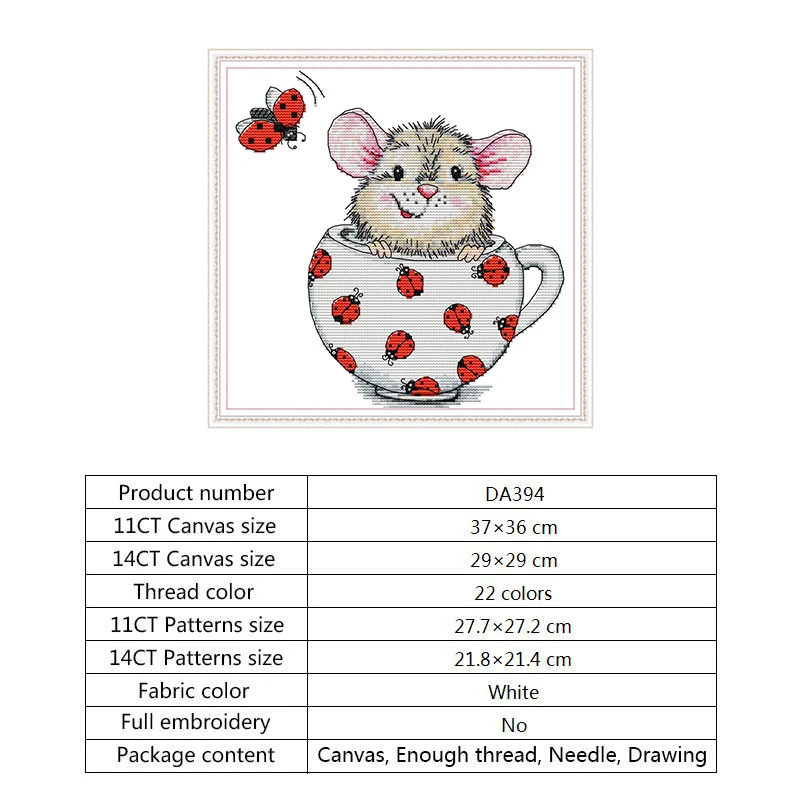 Мышь в чашке вышивка крестиком наборы Сделай Сам Рукоделие Счетный Вышивка крестом узоры Аида Ткань 14CT 11CT Печатный холст