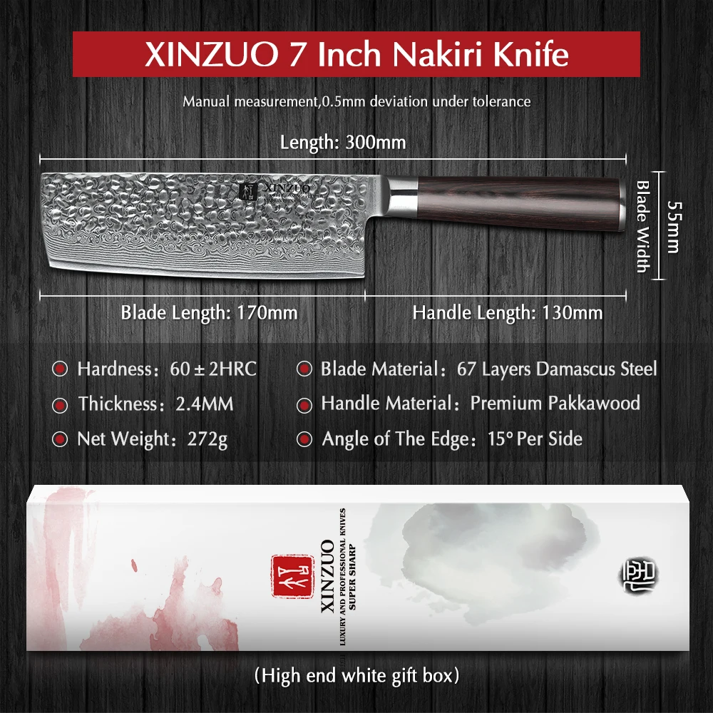 XINZUO 6.8 inch Chef Kitchen Knife 67 Layers VG10 Damascus Steel Chinese Cleaver Cook Knives Pakka Wood Handle|chef kitchen knives|damascus steel