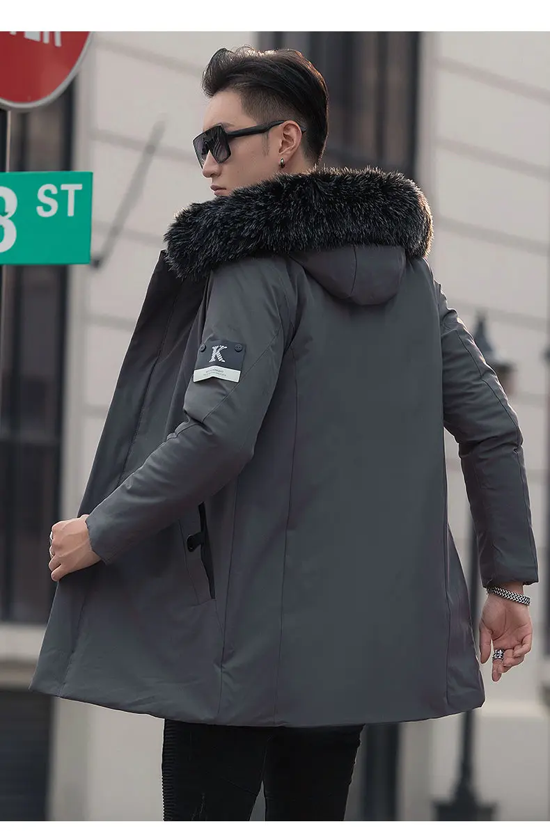 Winter Warm Long Jackets Coat Men Hooded Male Coats Jacket Parka Slim Fitted Cotton Padded Outerwears Clothing 2019 Black Friday 15