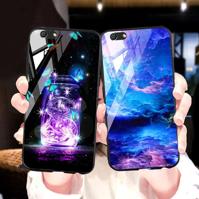Роскошный чехол из закаленного стекла для OPPO A79 A77 A59 жесткого поликарбоната