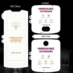 Hydrogel Film Soft Screen Protector - Transparent Clear Oleophobic Finish - Razr 5G 2020 (Front back)