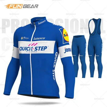 

Quick Step Jersey Set Men Cycling Clothing Long Sleeve Race Uniform Mtb Pro Team Clothes Breathable Suit Maillot Ropa Ciclismo