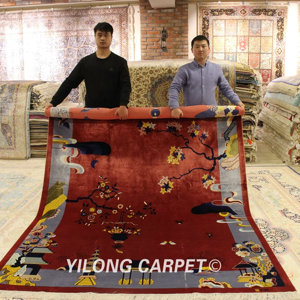 YILONG 6,56 'x9. 84' китайская культура ручной работы шелковый ковер Западный пейзаж с озером традиционный шелковый ковер(ZQG108A