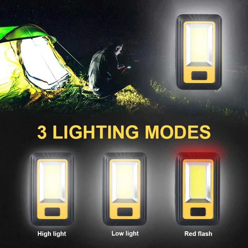 26W COB XPE LED Hunting Flashlight 3600mAh USB Work Light Inspection Lamp Clip On Red Flash Camping Emergency Torch Lantern