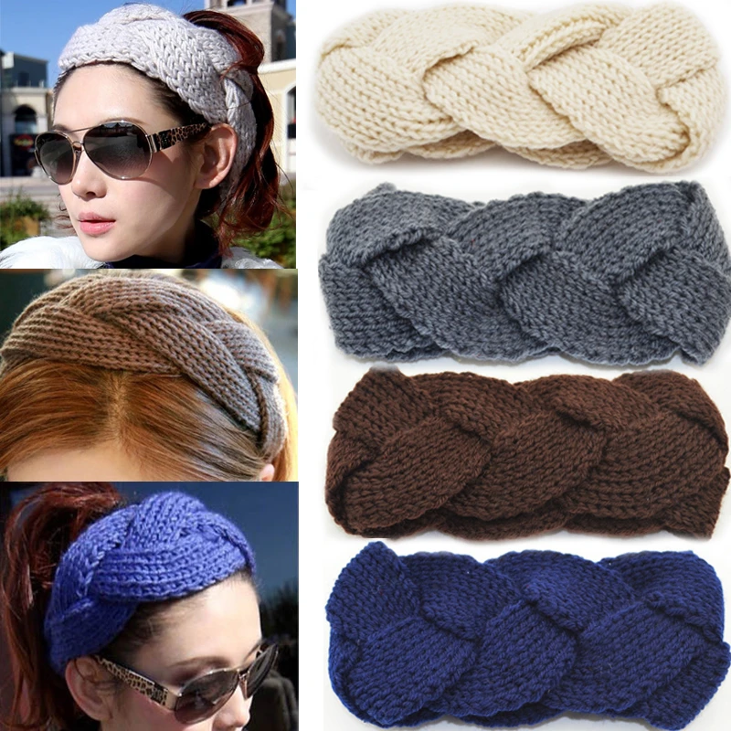 Women's  Head Wrap Ear Warmer Wide Crochet Knot Turban Knitted Hairband Headband