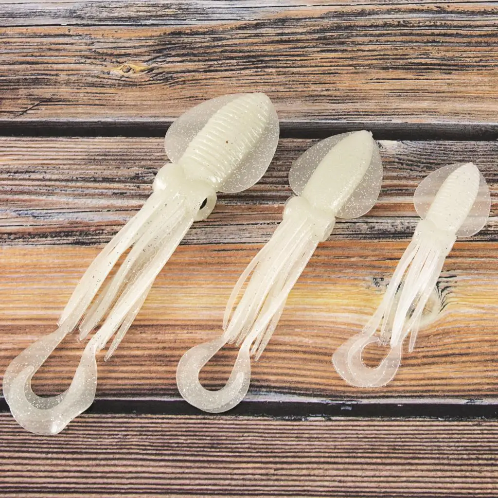 18.5cm Silicone Squid Skirts Fishing Lures Flat Wobblers Jigs Lifelike Shape Touching Feeling Luminous/Red Squid Night Fishing
