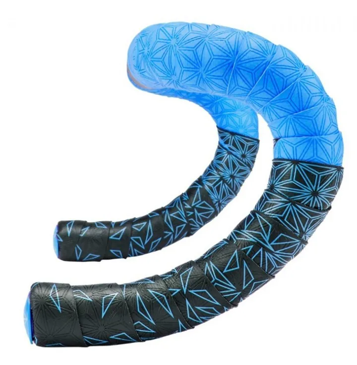 black add blue SUPACAZ Хризантема руля лента пояс дорожный велосипед нескользящий Силиконовый амортизатор пот-абсорбент BMX велосипедный ремень - Цвет: black add blue