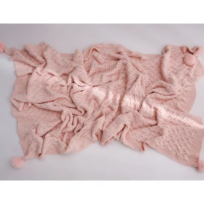 Розовый серый хлопок плед диван кровать вязаное одеяло наволочка скандинавские путешествия автомобиль кондиционер вязать Плед покрывало Koc - Цвет: Pink Blanket