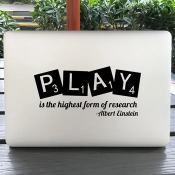 

Albert Einstein Play Quote Laptop Sticker for Macbook Decal Pro 16" Air Retina 11 12 13 15 inch HP Mac Book Skin Notebook Decal