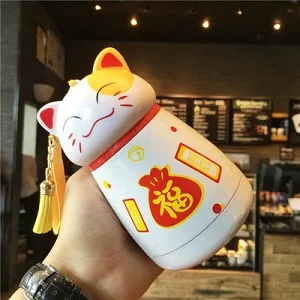 Q Xinlanisnow Luky Cat candy color 304 термос из нержавеющей стали чайная чашка с креативная Обложка кофе сок термос чашка - Цвет: Q