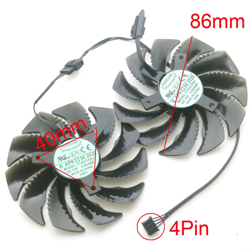 Placa Gráfica Ventilador de Refrigeração T129215su 12v 0.50a 86 mm Vga Rtx 2060 Gtx1650 1660 1660ti Windforce - Imagem 3