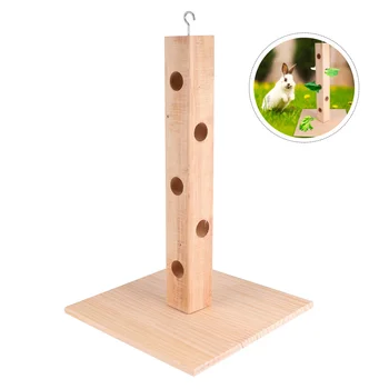 

Wooden Food Feeding Rack Standing Grass Holder for Rabbit Guinea Pig