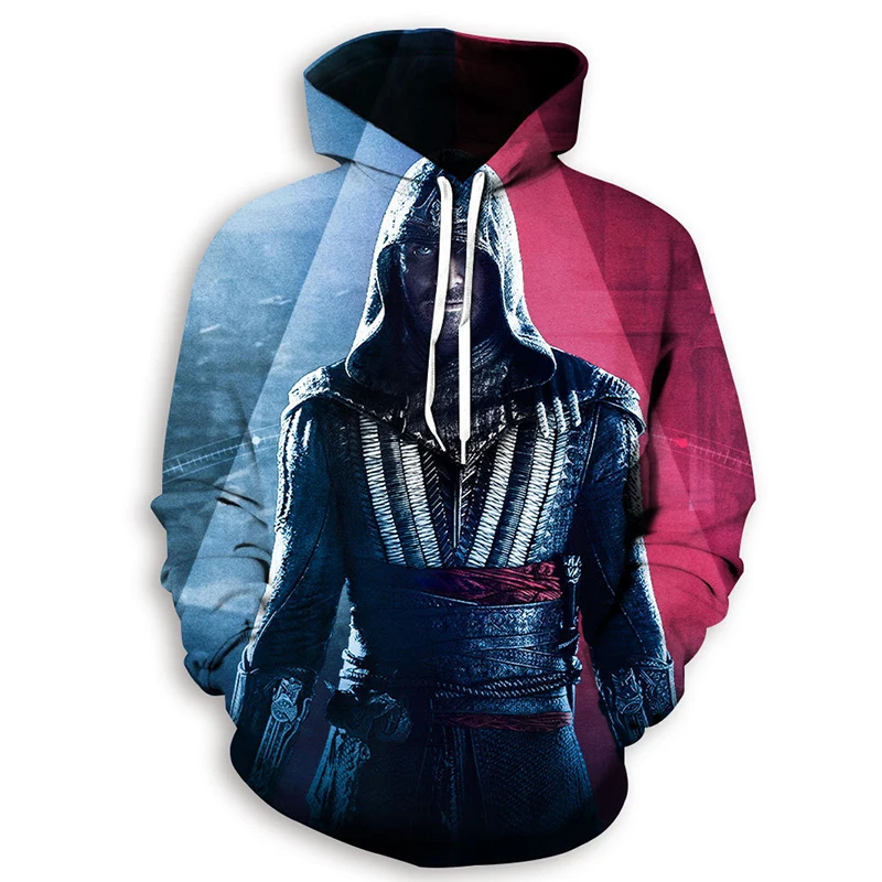 Летние мужские толстовки с принтом Assassins Creed размера плюс, одна штука, Sudaderas Hombre, аниме 3D персонажи, худи 4XL