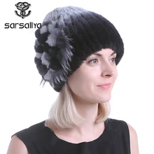 Sarsallya зимняя меховая шапка для женщин реального с мехом кролика шляпа с лисий мех пом poms меховой вязаные шапочки Новая Мода хорошее качество c