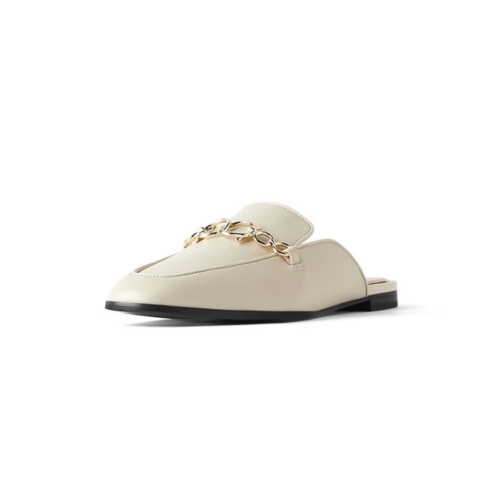 

Women's Slippers Metal Chain Decoration Summer and Autumn Fashion Flat Comfortable Lazy Women Muller Shoes