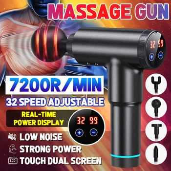 

7200 r/min Therapy Massage Guns 32 speeds Muscle Massager Sport Massage Machine Relax Pain Body Slimming Relief With 8 Heads