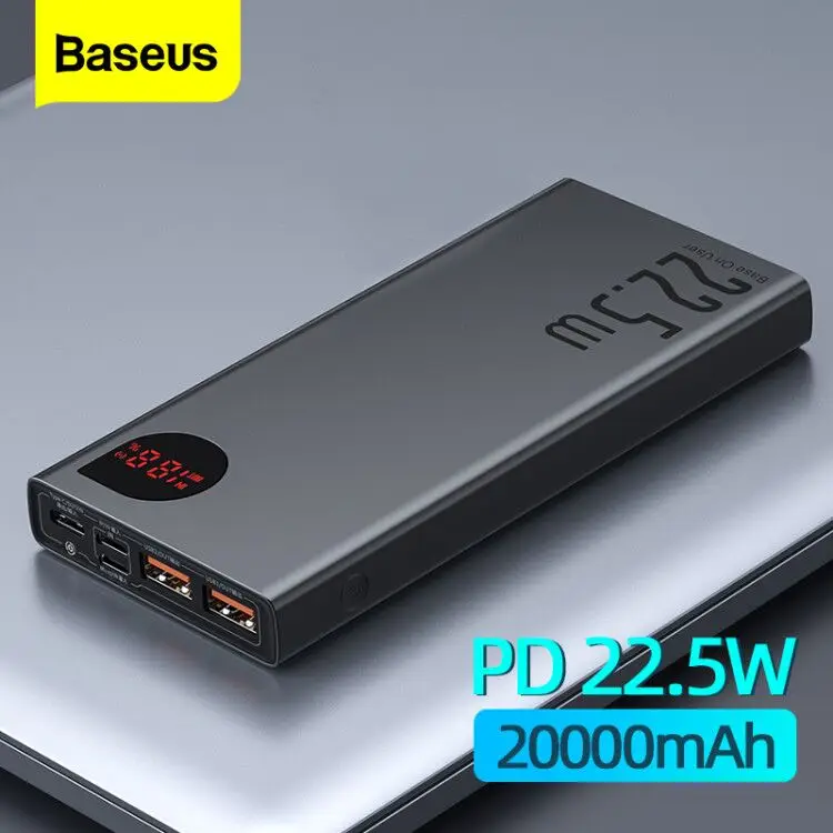 Baseus Batterie Externe 20000 mAh 22.5W Portable Powerbank de Charge Téléphone Portable Batterie Externe PD QC 3.0 chargeur Poverbank 20000 mAh