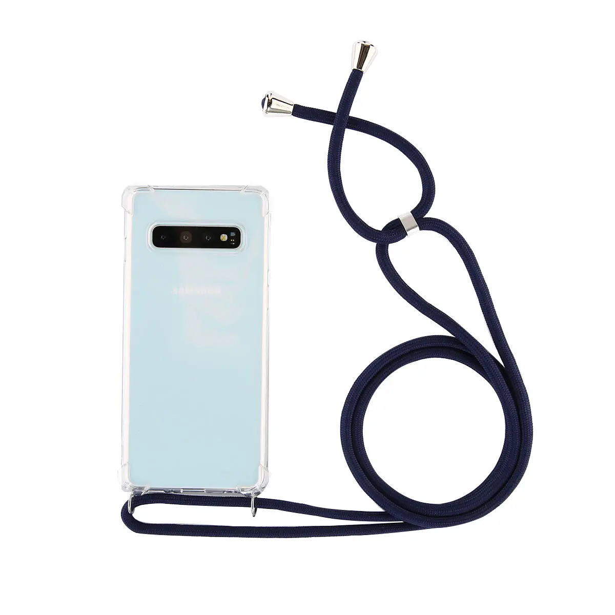 Navy Прозрачный чехол для телефона KJOEW с ремешком и цепочкой для samsung Galaxy S10 5G NOTE10 S10 S9 S8 Plus S10E Note 9 8 S7 S7E - Цвет: Navy