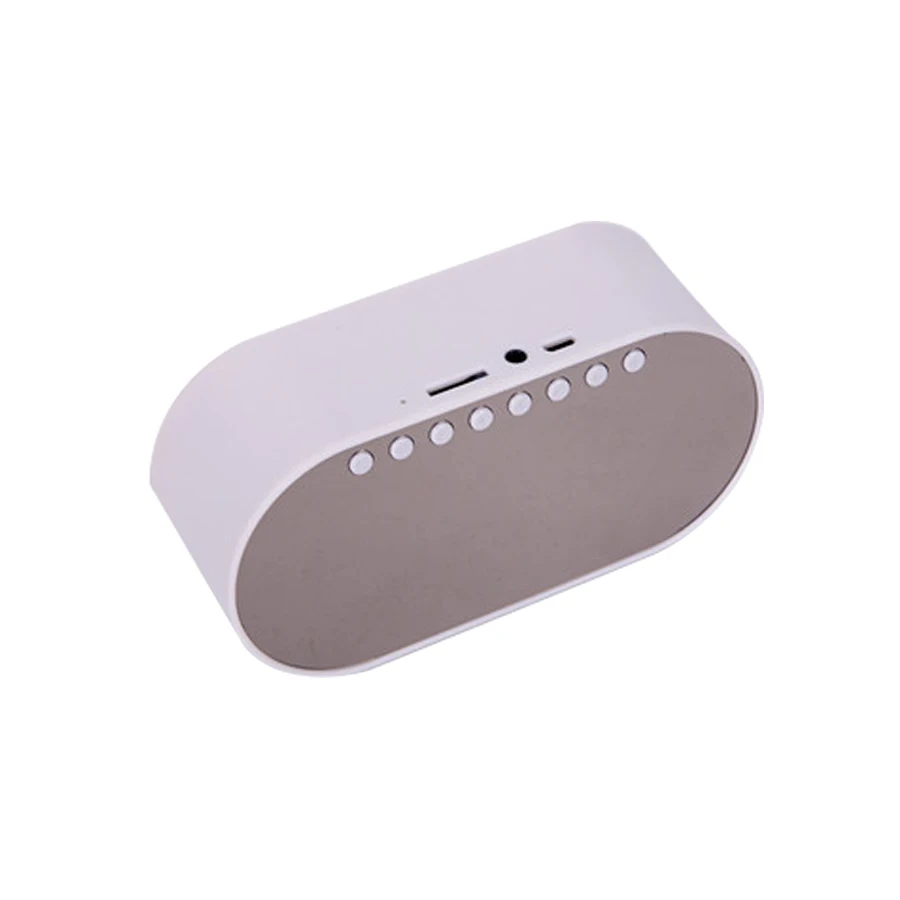 Ljowatn Bluetooth динамик с fm-радио светодиодный зеркальный будильник часы сабвуфер музыкальный плеер настольные часы беспроводные портативные - Цвет: Белый