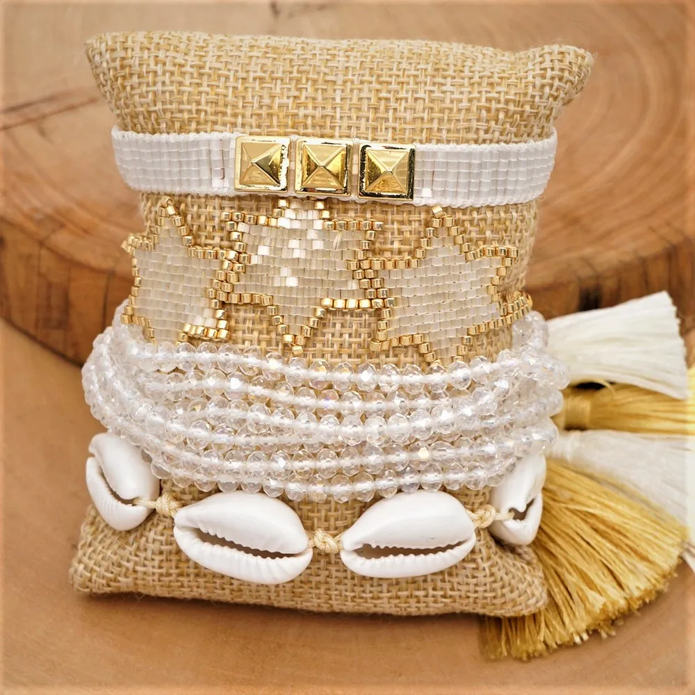 Go2boho браслет для женщин MIYUKI Pulseras Mujer браслеты со звездами и кристаллами miyuki Shell ювелирные изделия с кисточками Новые бусы ручной работы
