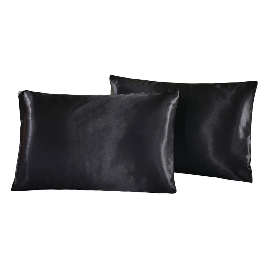 2 Pieces Solid Color Luxury Silky Bedding Pillowcases, Silk Pillows Case, US Size - Standard Twin/ Queen/ King