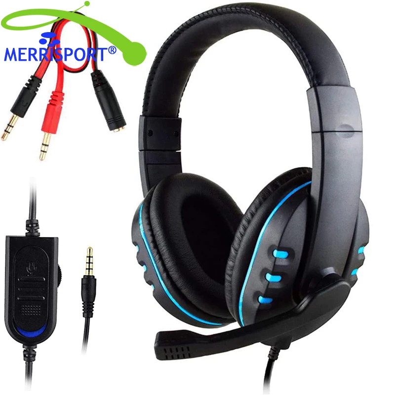 3 5mm Wired Over head Stereo Headband Gaming Headset Headphone with Mic Microphone Volume Control for SONY PS4 PC Tablet Laptop