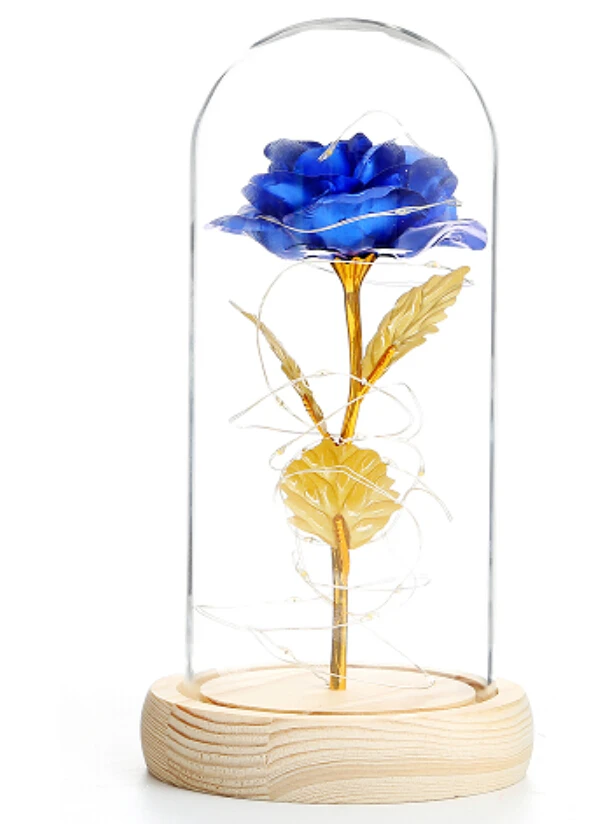Светодиодный подарок на день Святого Валентина с изображением галактики розы, романтическая Хрустальная роза, высокая Боровая стеклянная деревянная основа, вечерние украшения для подруги и жены - Цвет: E