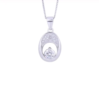 

925 Sterling Silver Round Crystal Shell Oval Necklaces For Women Zircon Waterdrop Pendants Fashion Jewelry Accessories