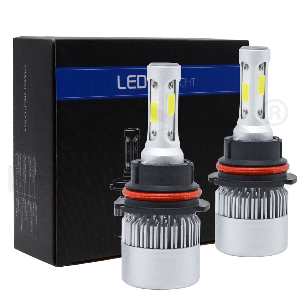 Hviero Car Heahlight Fog Lighting 9007 HB5 Hi-Lo High Low Beam S2 COB IP67 Waterproof 6500K 72W 8000LM Auto Headlamp Led DC 12v 24V