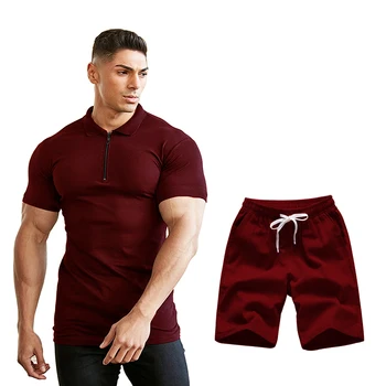

Men's fashion casual sportswear suit summer men's suit casualwear sports suit short sleeve POLO shirt + shorts 2 piece set