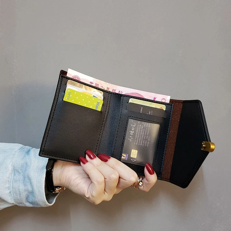 Portefeuille court en cuir PU pour femmes, petit porte-monnaie carré Simple, porte-cartes de crédit