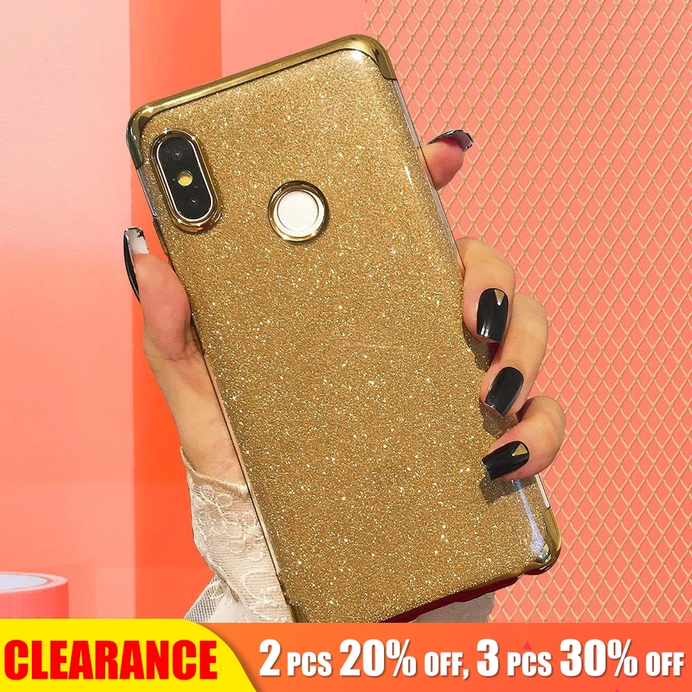 

[Clearance] For Xiaomi Pocophone F1 5X A1 A2 Lite Glitter TPU Case For Redmi Note 5 4X Cover For Redmi S2 Y2 6 Pro 5 Plus Case