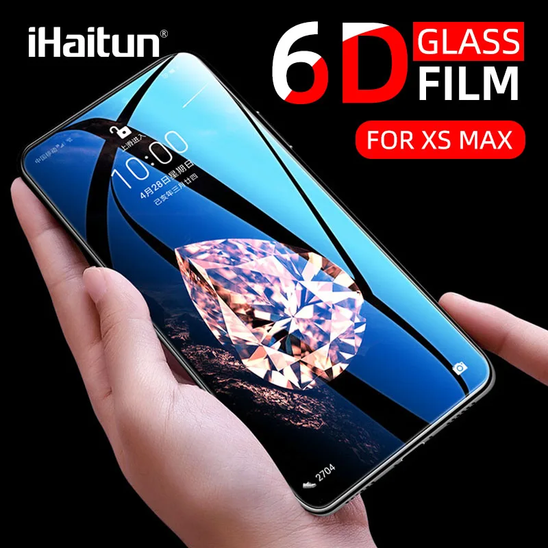 IHaitun роскошное 6D стекло для iPhone 11 Pro Max X XS MAX XR изогнутое Закаленное Защитная пленка