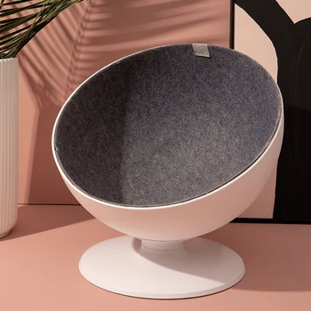 

White Hemisphere Round White Cat Mansion Frosted Cat House Rotating Cat Nest 360 Degree Rotating Cat House