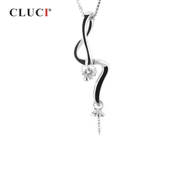 

CLUCI Twist Silver 925 Pearl Pendant Mounting Women Charms Jewelry 925 Sterling Silver Zircon Charms Pendant SP100SB