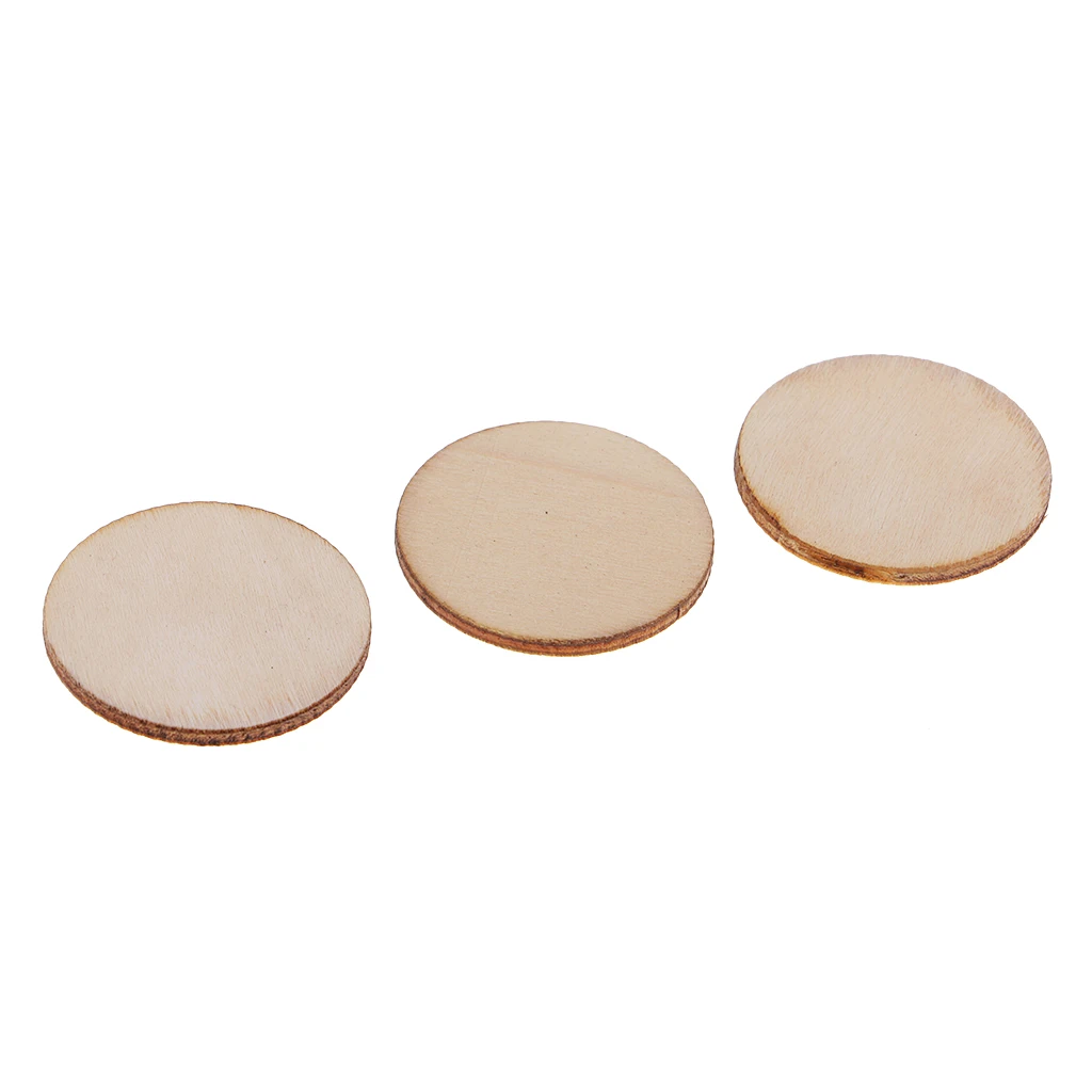 100Pcs Wooden Shapes Blank Round Wood Embellishments Wood Slices Circles for Wedding, Valentine, DIY, Arts, Crafts, Card Making