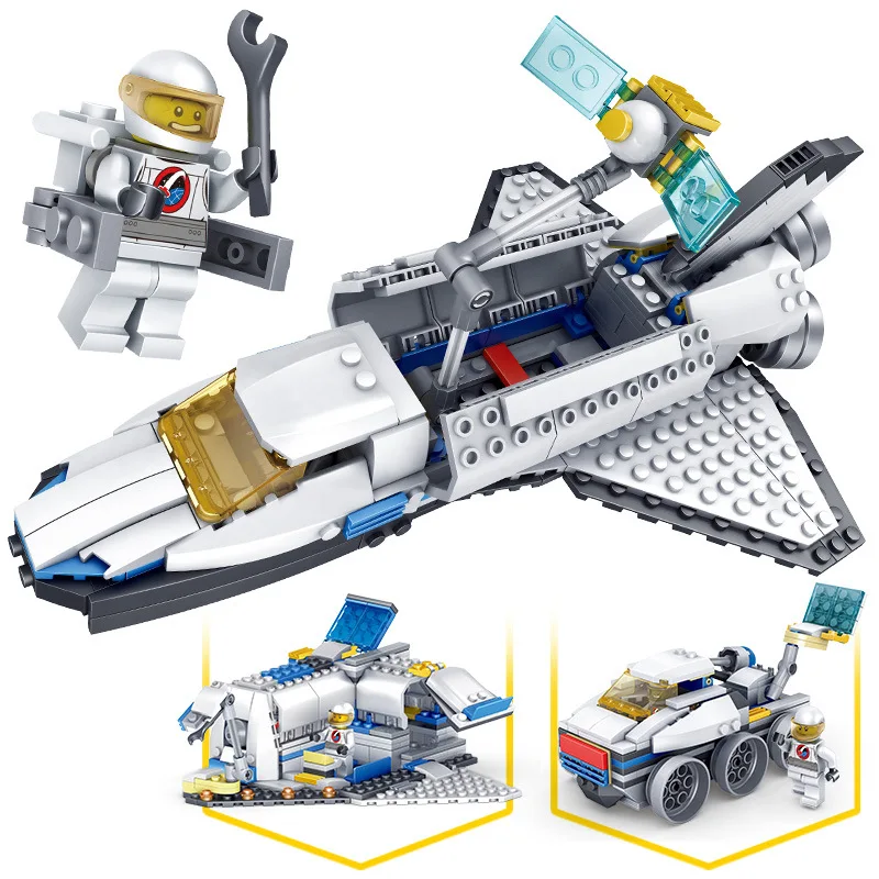 

305pcs 3in1 Space Station Base Building Blocks Compatible City Creator City Police Figure Spaceship Bricks Toy for Children Gift